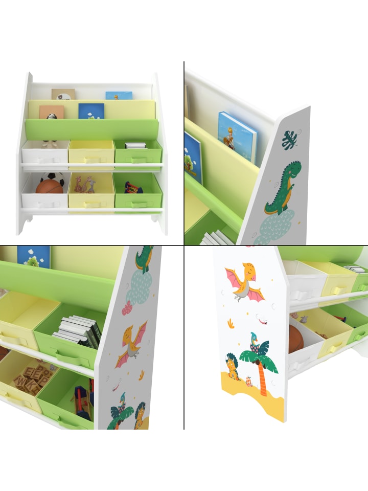 en.casa Kinderregal Ponteceso in Gelb Grün (H)74cm (B)62cm (T)26.5cm günstig kaufen onesize