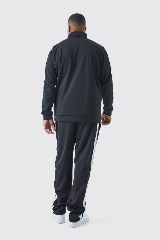 Plus Slim-Fit Trikot-Trainingsanzug mit Trichterkragen