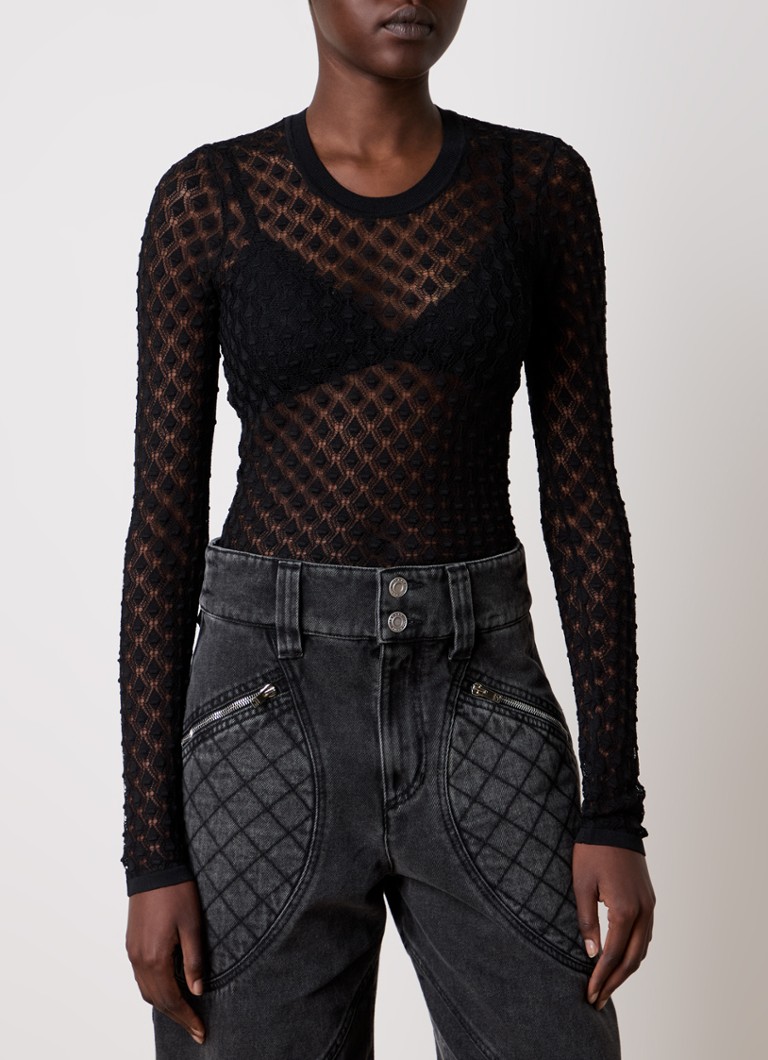 Top Isabel Marant Zavia semitransparent din dantelă