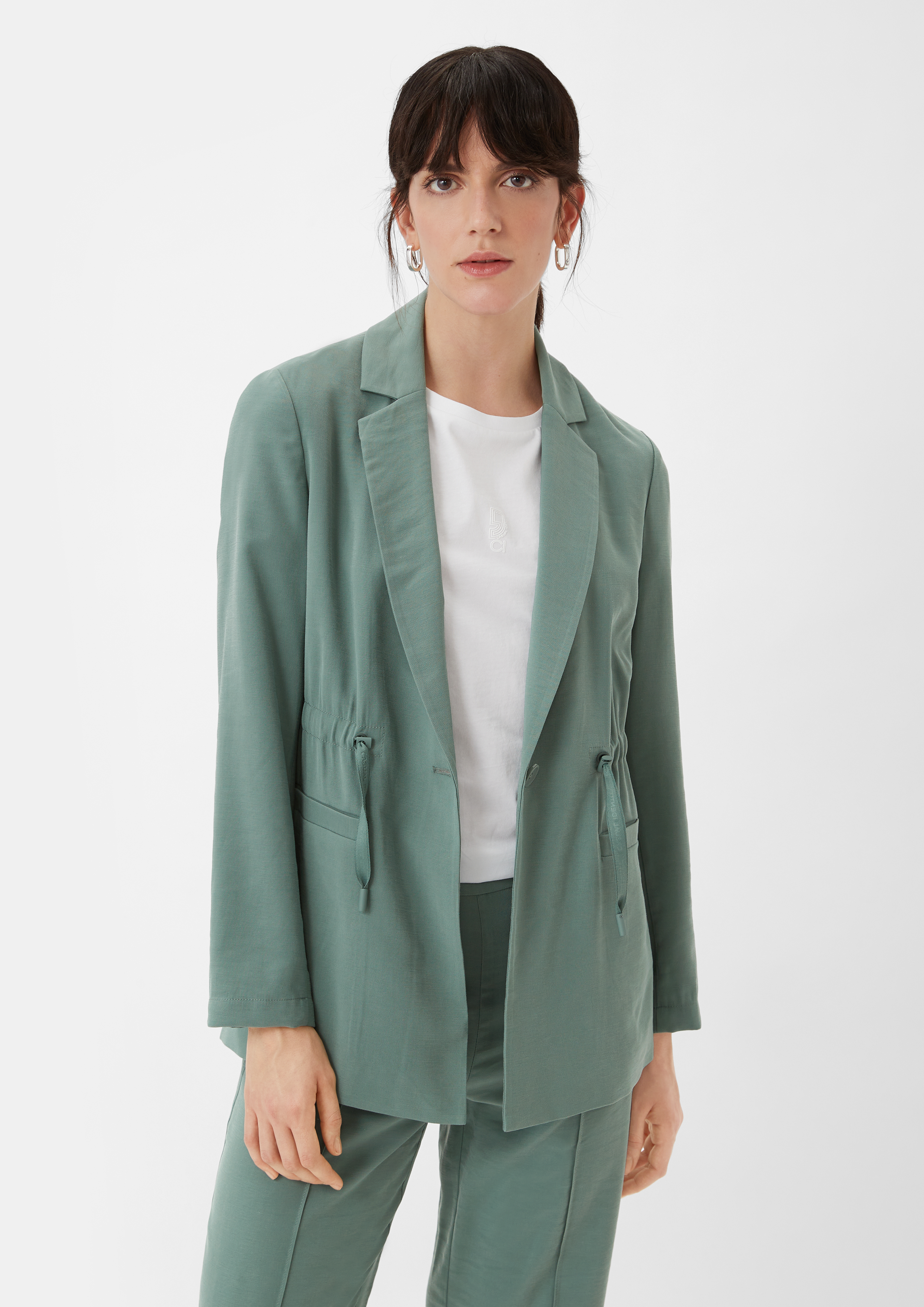 Blazer aus Viskosetwill - dunkles salbeigrün