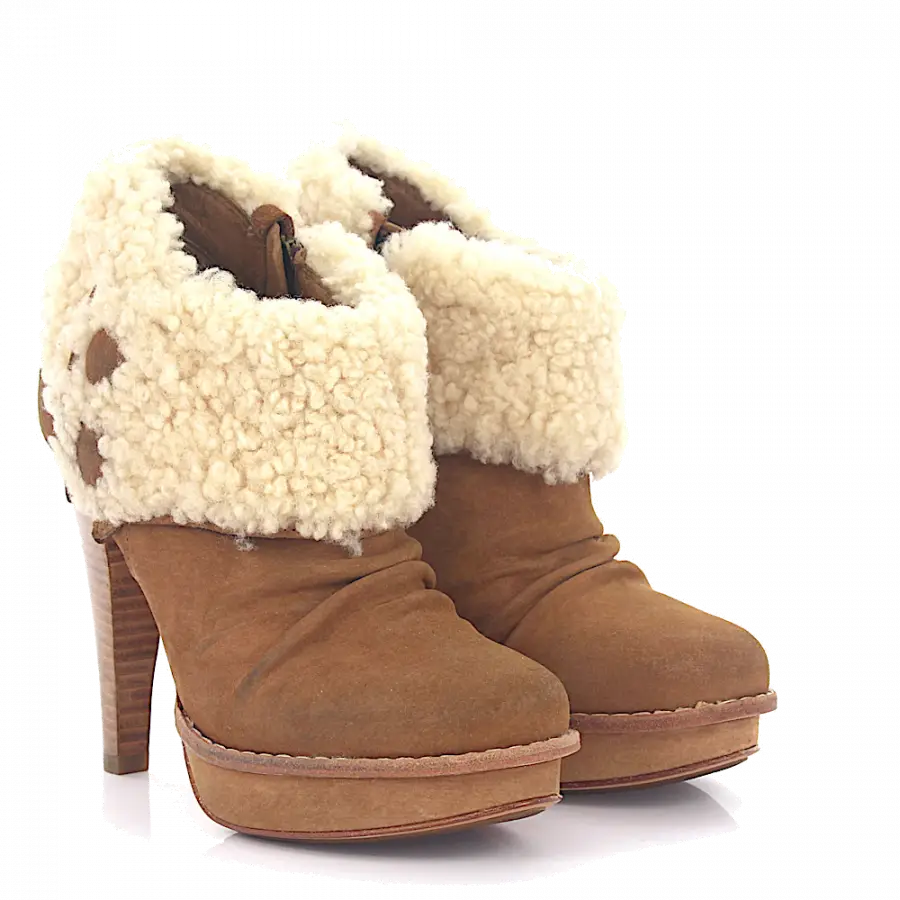 UGG - Plateaustiefeletten GEORGETTE Logo Fellschaft - beige