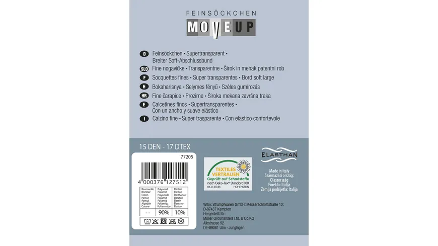 MOVE UP Damen Söckchen Transparent Line 15 DEN champagner