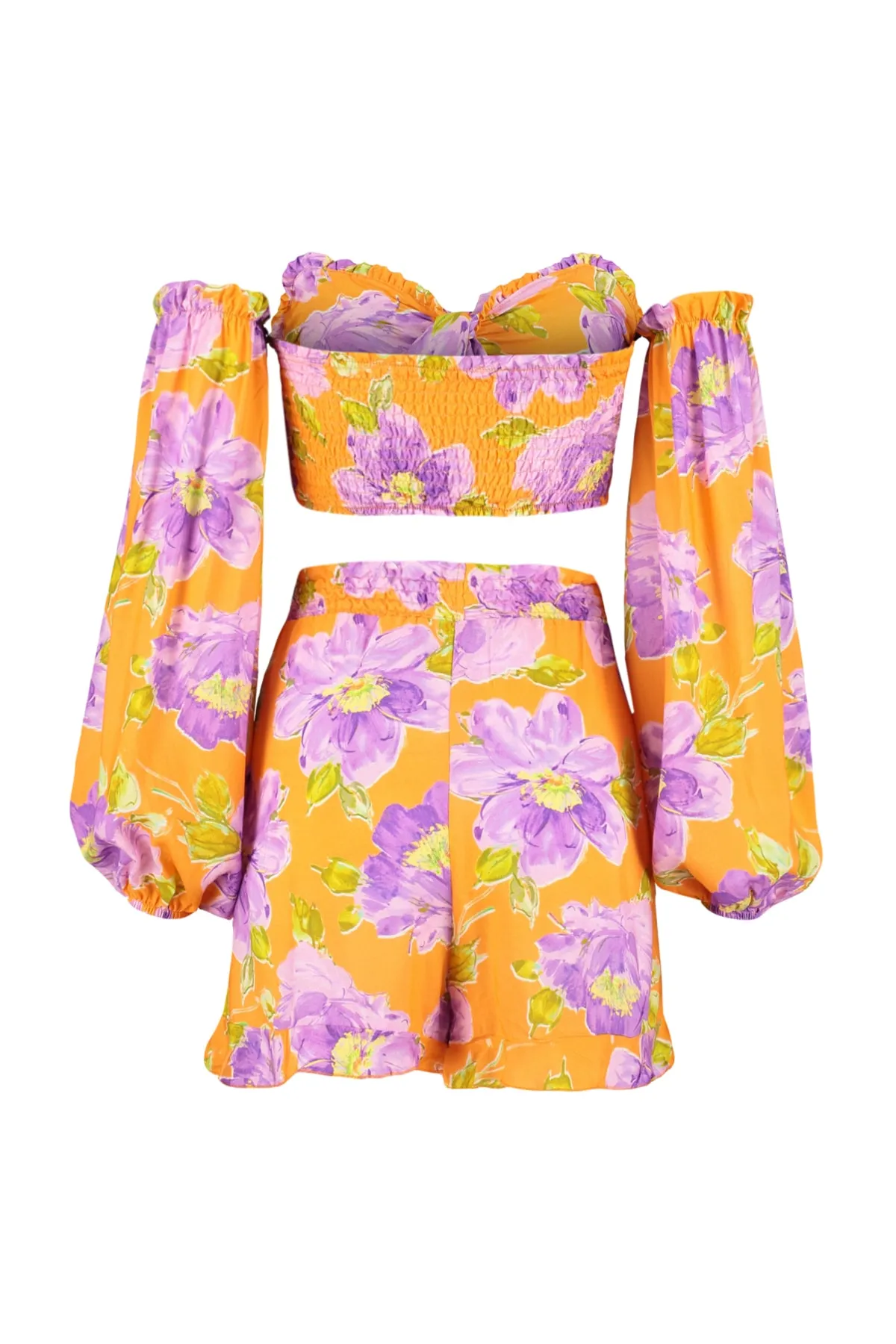 Trendyol Collection  Gewebtes Set mit Bluse und Shorts mit Blumenmuster und Bindeband TBESS22AU0016