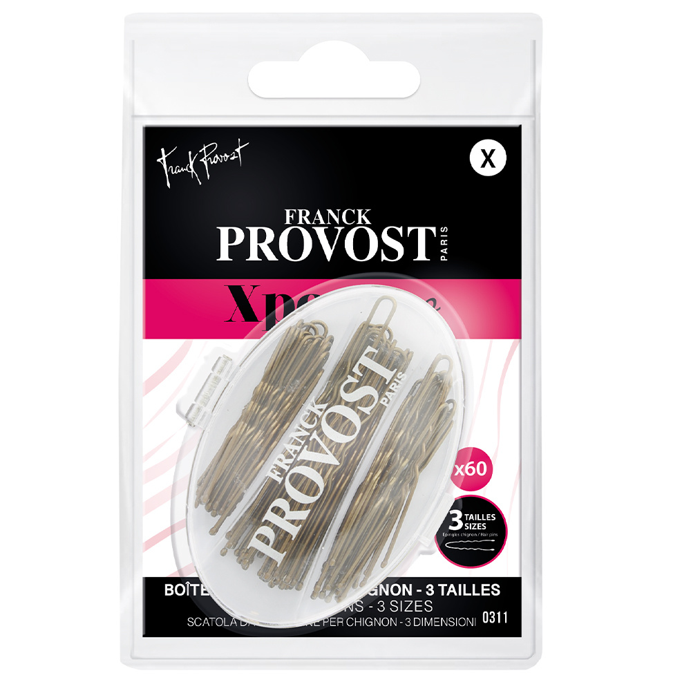 Franck Provost BOÎTE PLEXI ÉPINGLES CHIGNON MARRON - 3TAILLES BANDEAU