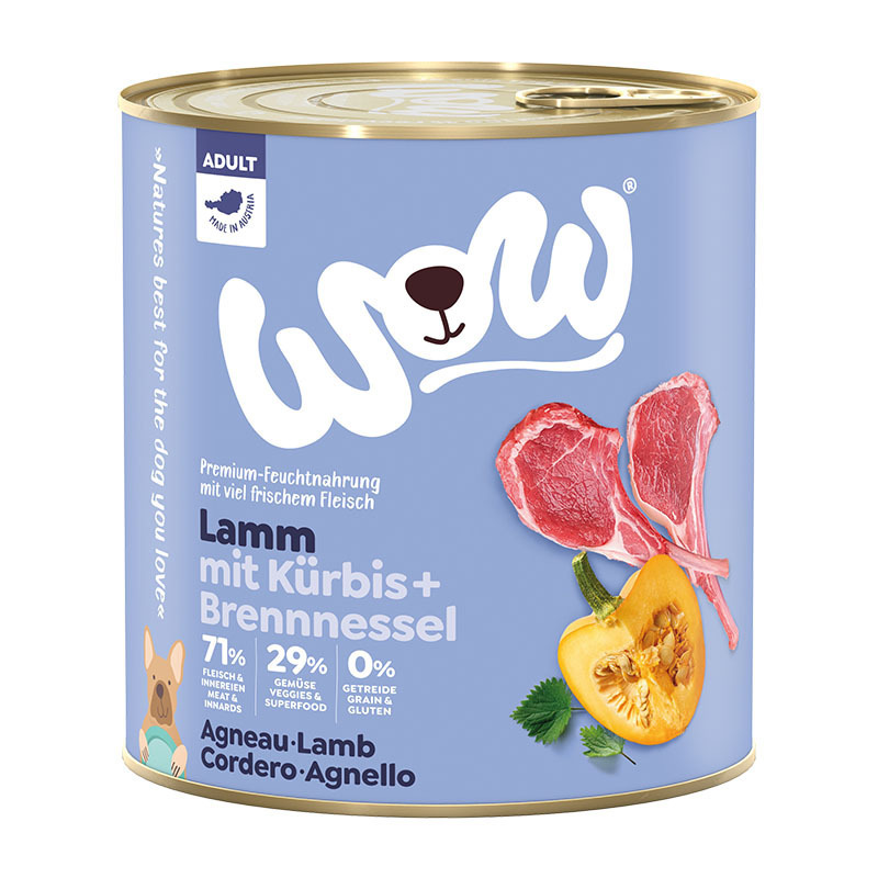 WOW Hundenassfutter WOW Adult 6x800g Lamm mit Kürbis