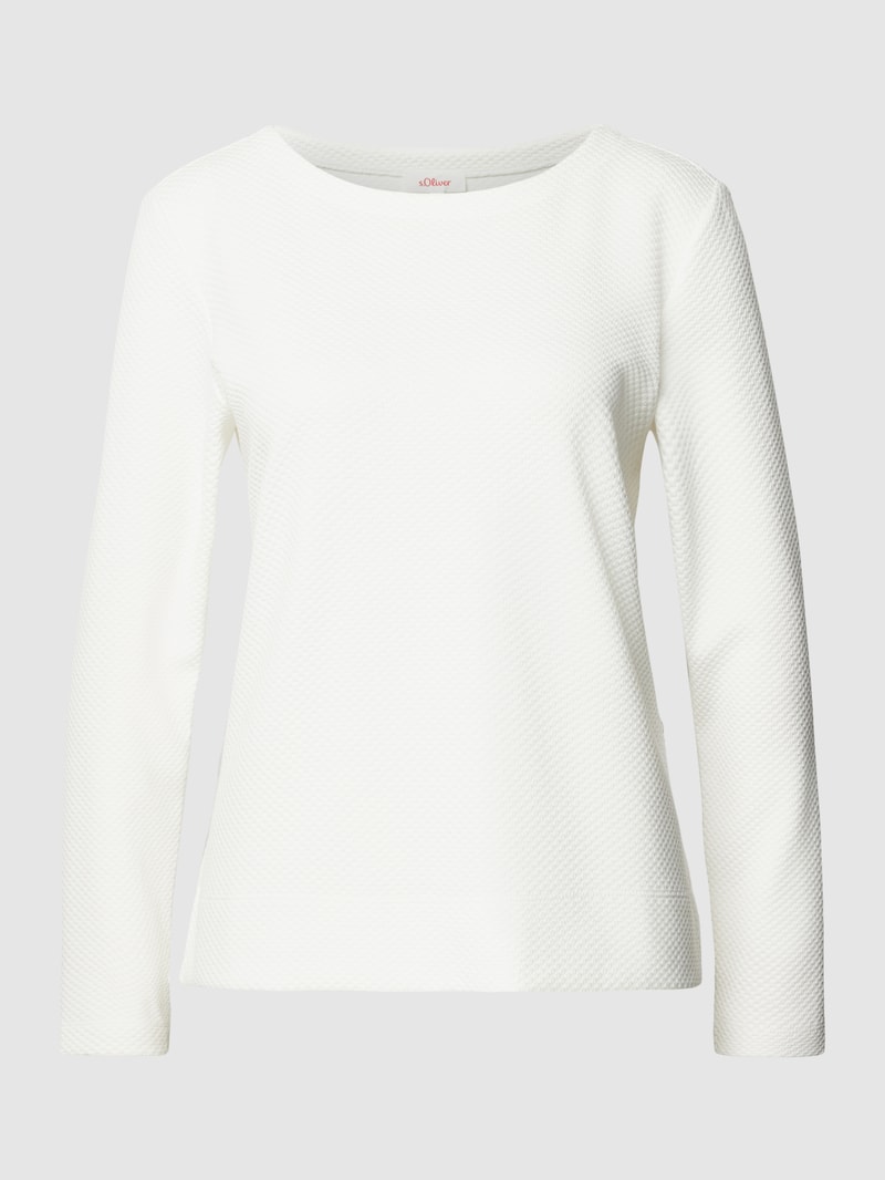 Sweatshirt mit Viskose-Anteil und fein strukturiertem Design in weiß