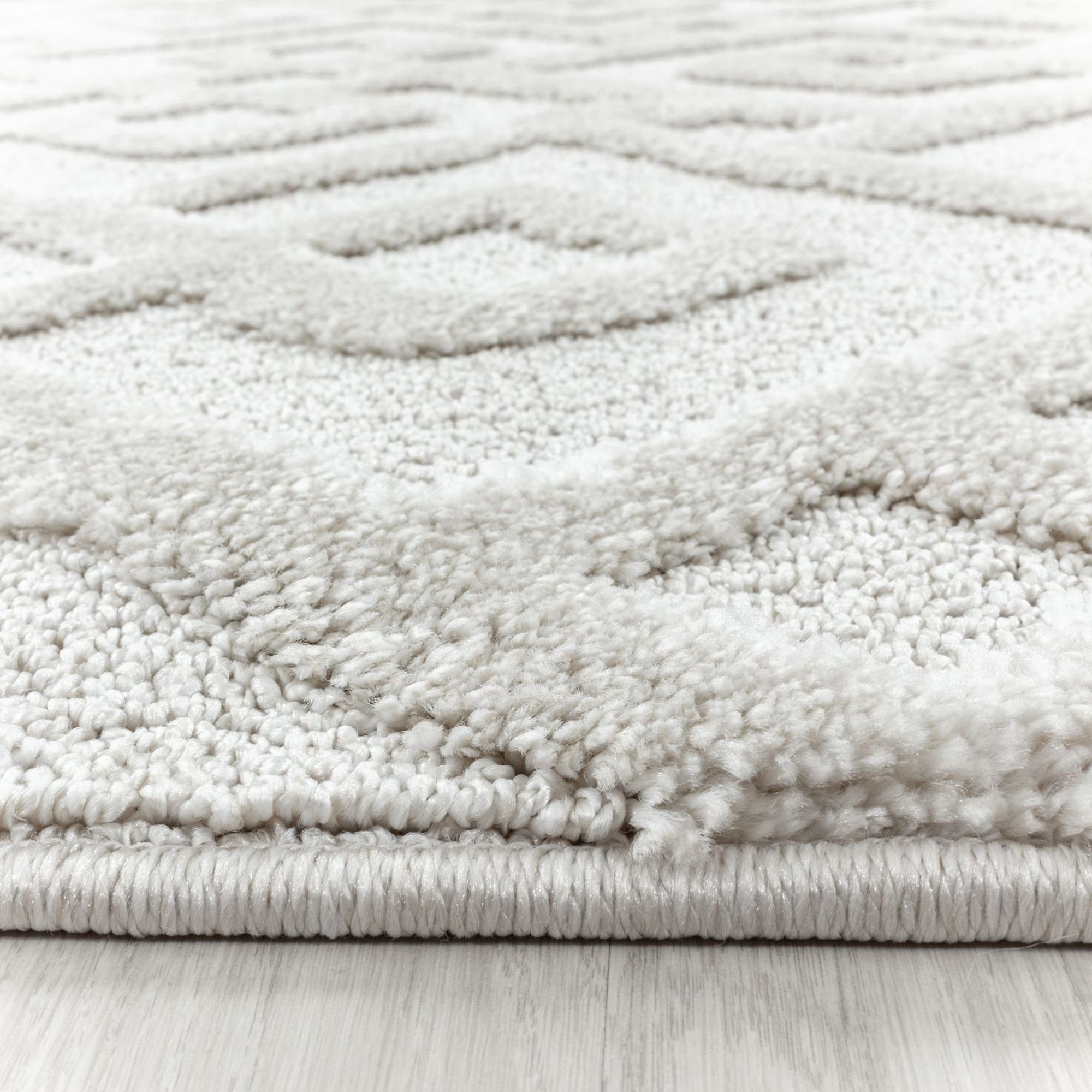 Hochflor-Teppich Geometrisch Design, Carpetsale24, Läufer, Höhe: 20 mm, Teppich Wohnzimmer Boho Design 3D Optik Skandinavische Stil