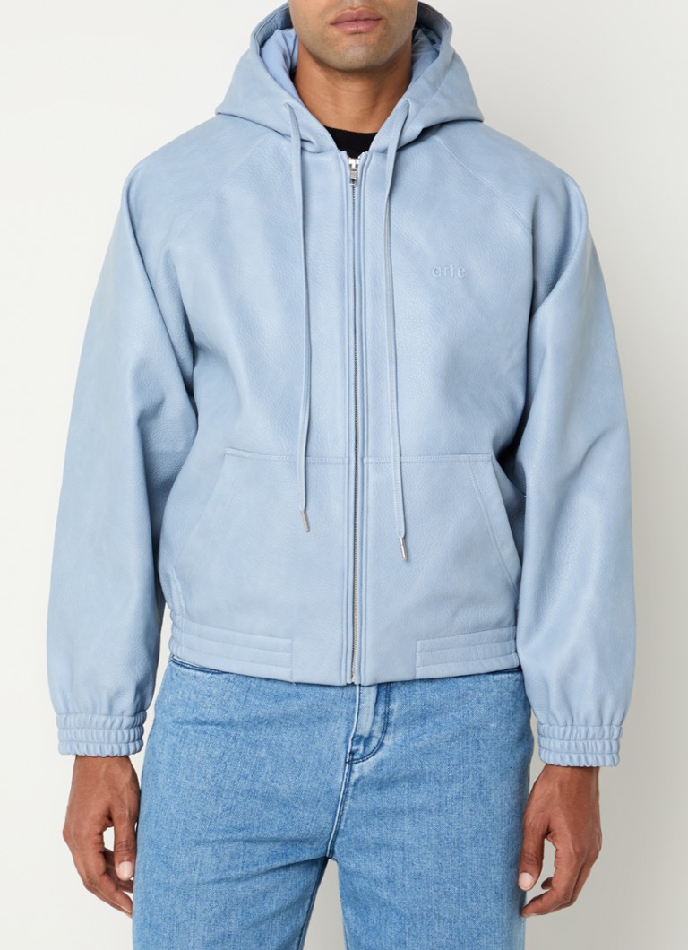 Arte Antwerp Faux leather jacket with hood and logo