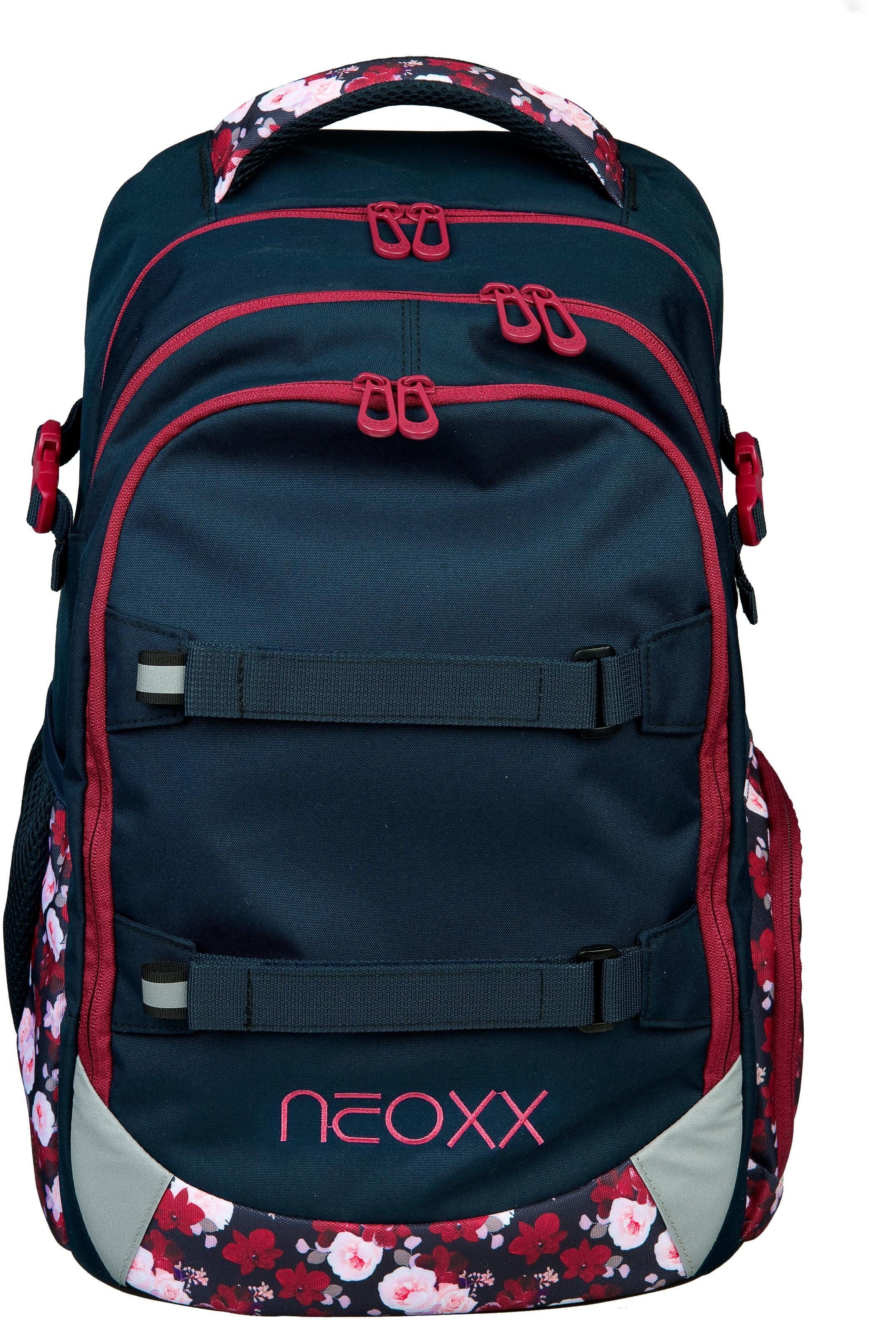 neoxx Schulrucksack Active, My Heart Blooms, aus recycelten PET-Flaschen