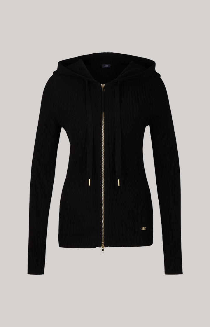Rippstrick-Jacke in Schwarz
