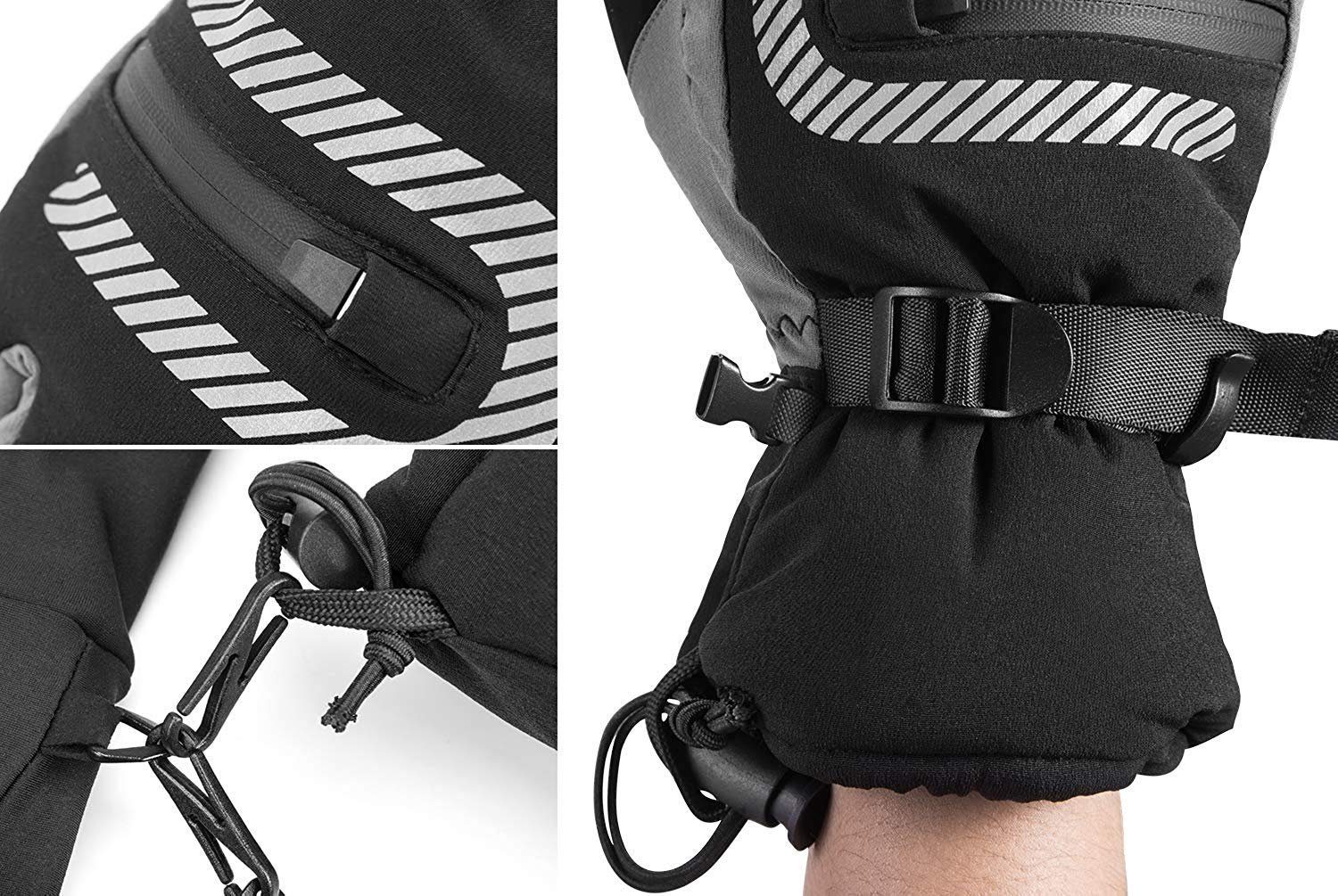 ROCKBROS Fahrradhandschuhe Skihandschuhe 2 in 1 Handschuhe (Frühling, Herbst Winter Vollfinger Winddicht Warme Handschuhe für Outdoor Sports Laufen, Motorrad, Fahrrad Damen Herren)