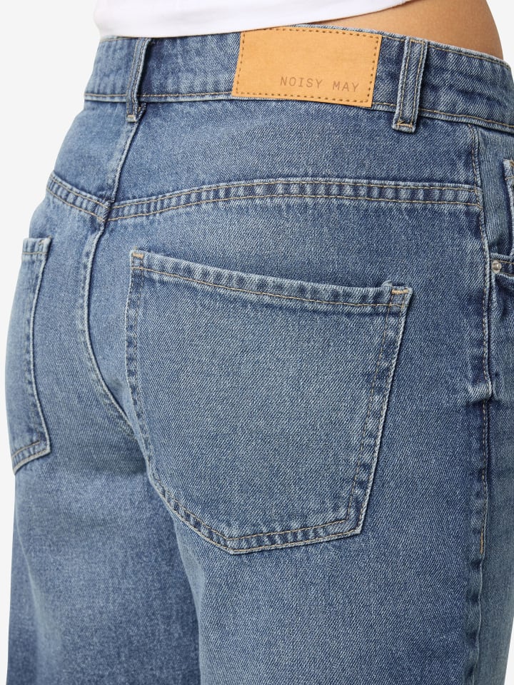 Noisy may Denim Bermuda Jeansshorts mit Fransensaum in Blau-3 günstig kaufen