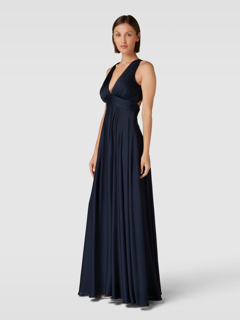 Abendkleid mit Raffungen in marineblau meliert