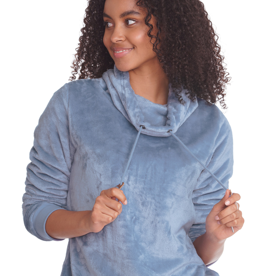 Damen Plüsch-Sweatshirt mit Schalkragen