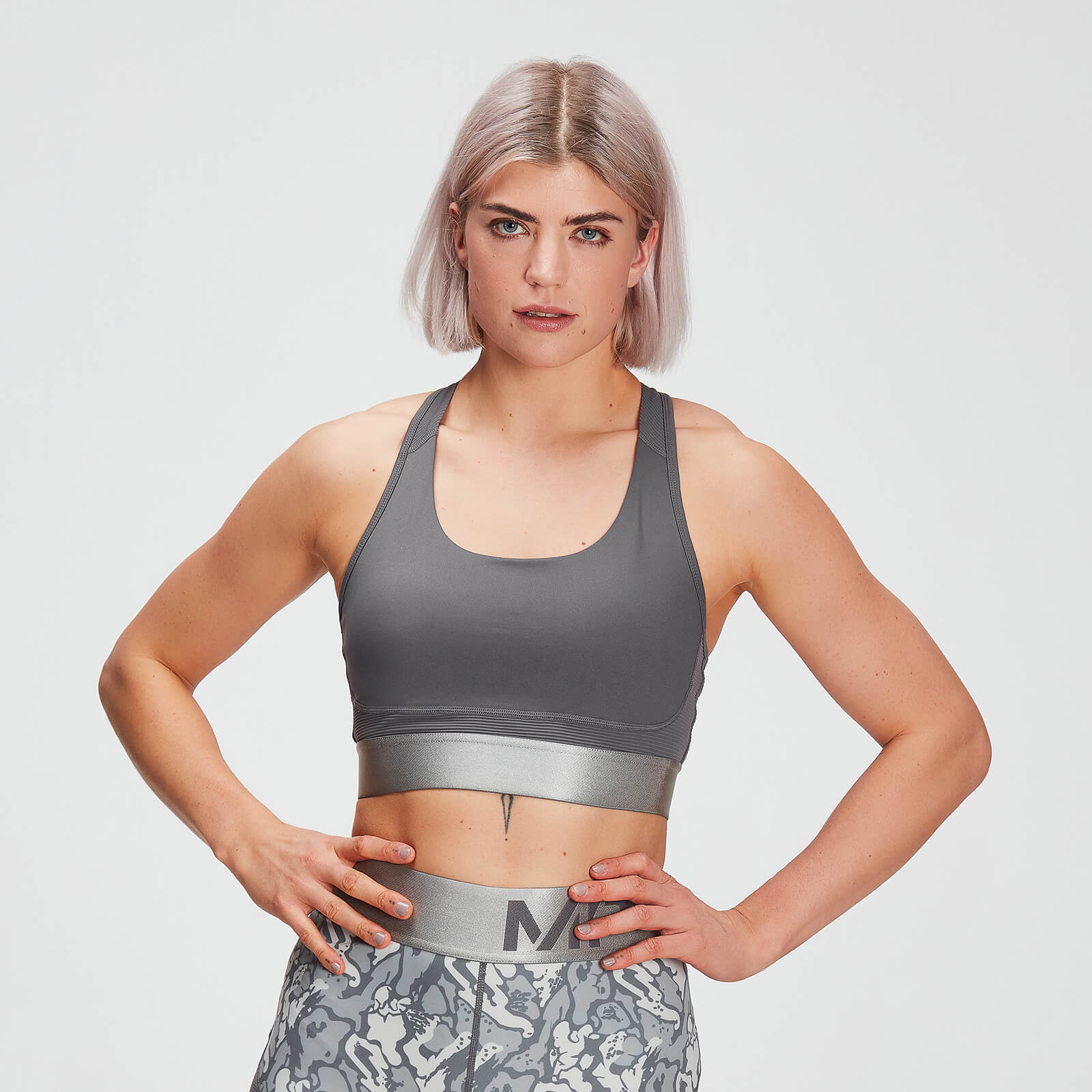 Brassière de sport texturée MP Adapt pour femmes – Carbone