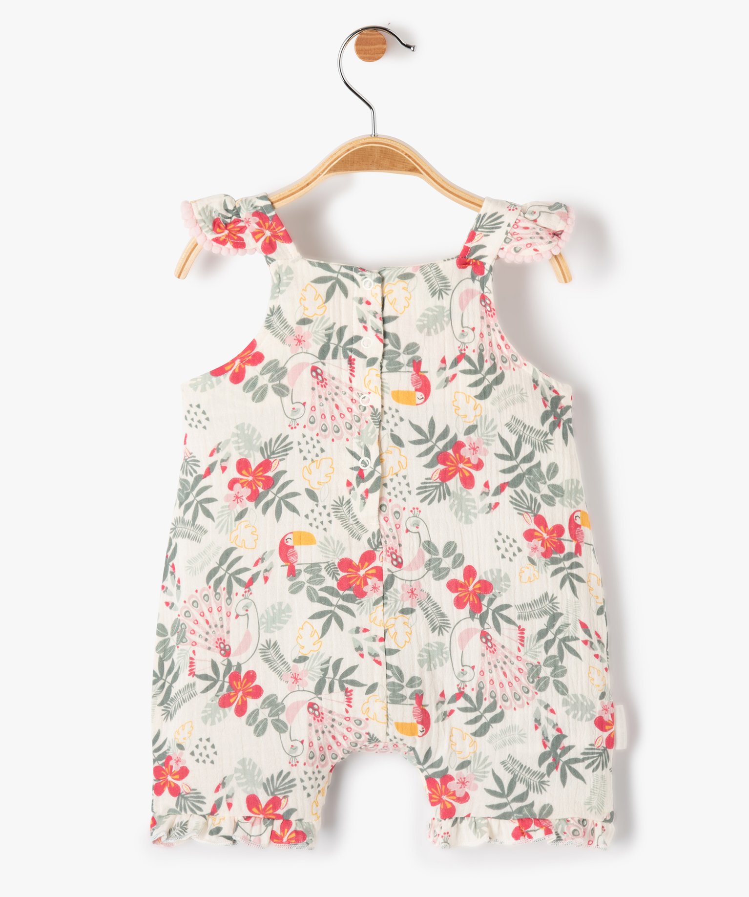 Combishort fille à bretelles imprimé tropical vert | GEMO