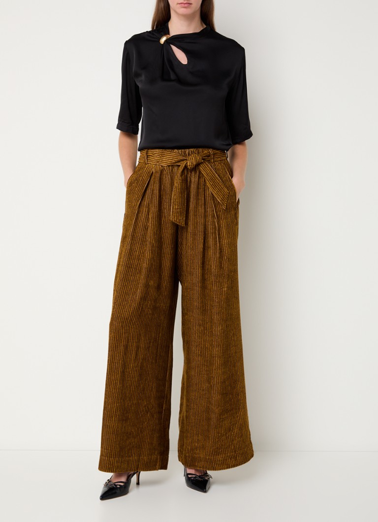 Pantaloni in velluto a vita alta e gamba larga di Sessùn Ridoo con cintura da annodare