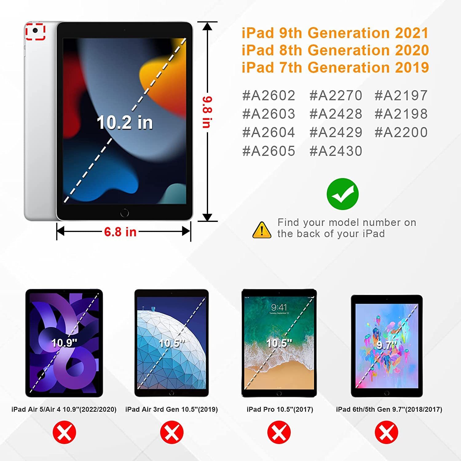 Fintie Tablet-Hülle Hülle für iPad 9. Generation 2021 / 8. Gen 2020 / 7. Gen 2019 10.2 Zoll mit Stifthalter, ultradünne leichte Schutzhülle mit transparenter Rückseite und Auto Schlaf/Wach Funktion