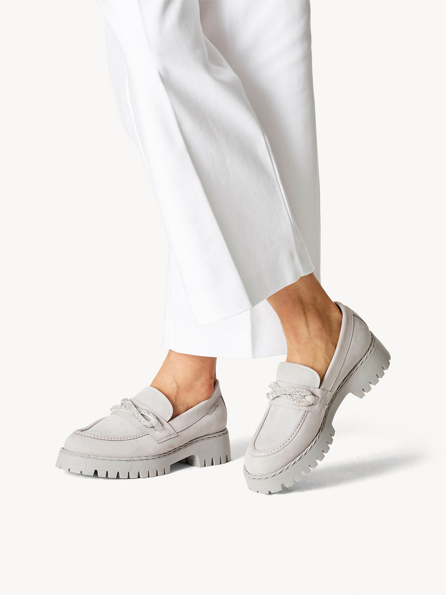 Slipper en cuir - gris