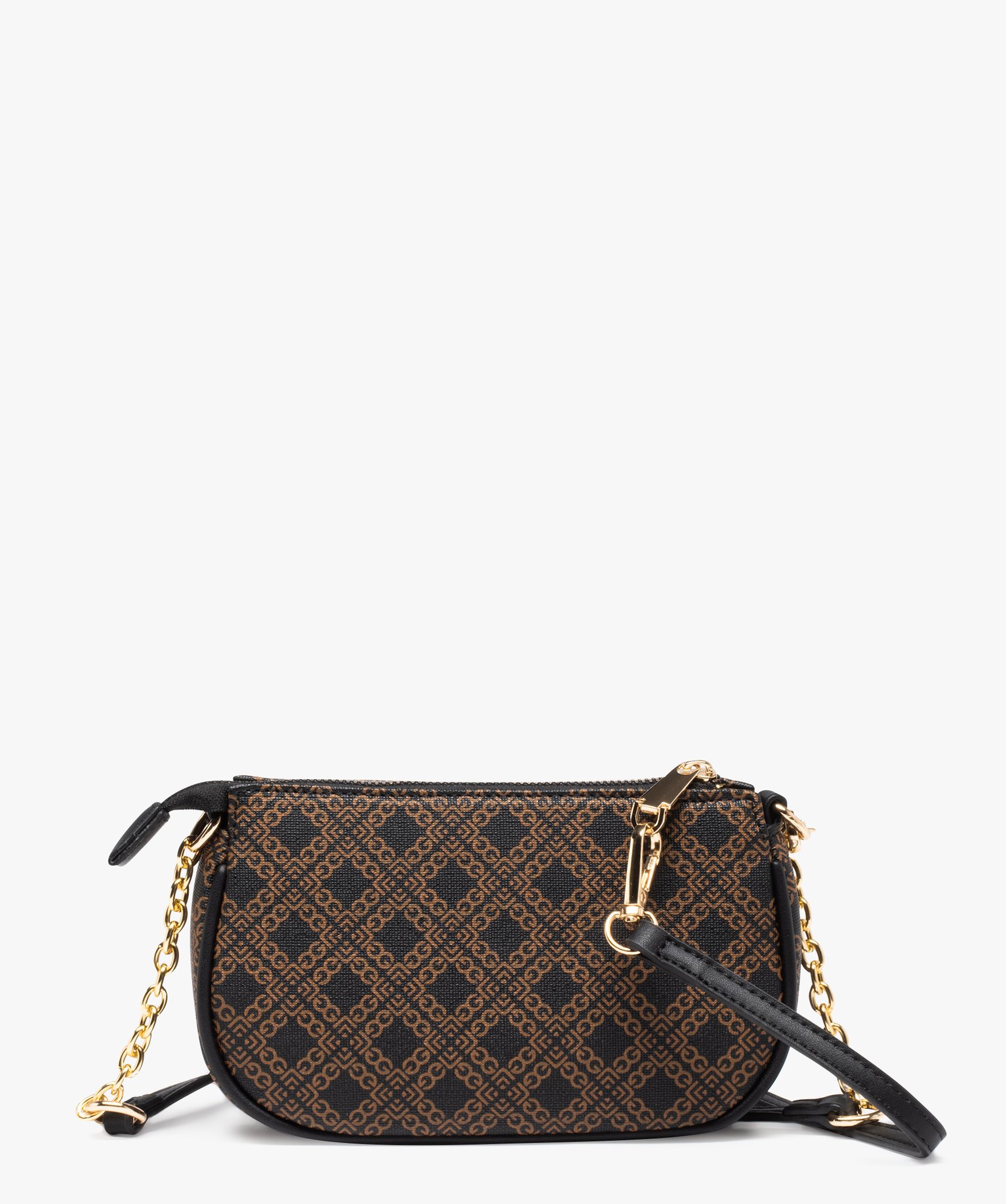 Sac besace compact imprimé avec bandoulière en chane femme noir | GEMO