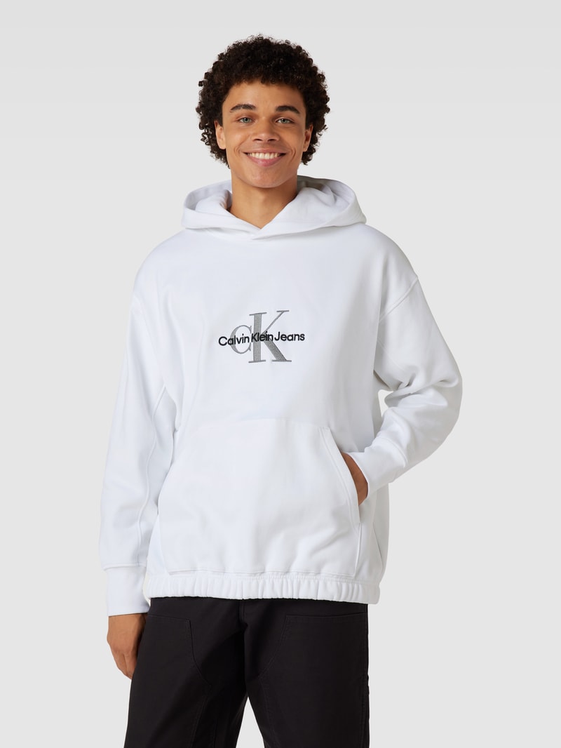 Hoodie mit Label-Stitching Modell 'ARCHIVAL MONOLOGO' in weiss