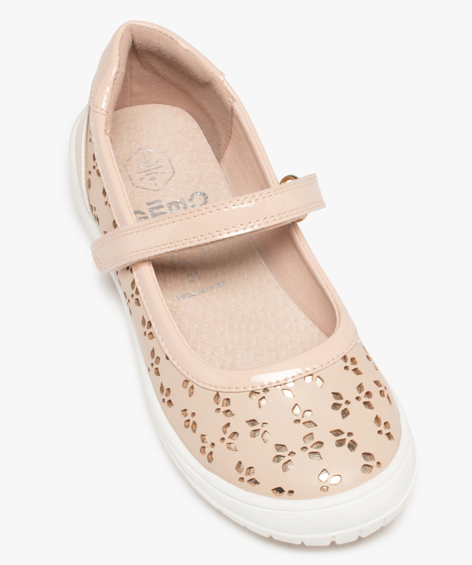 Babies fille à bride scratch et détails métallisés beige | GEMO