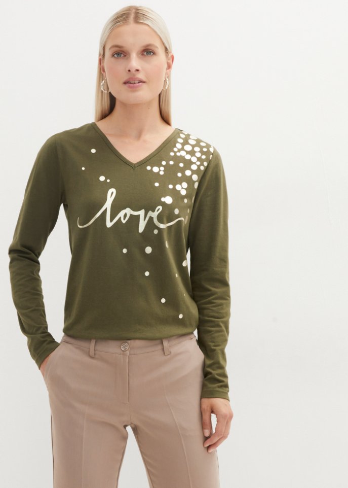 Langarmshirt mit Metallic-Print