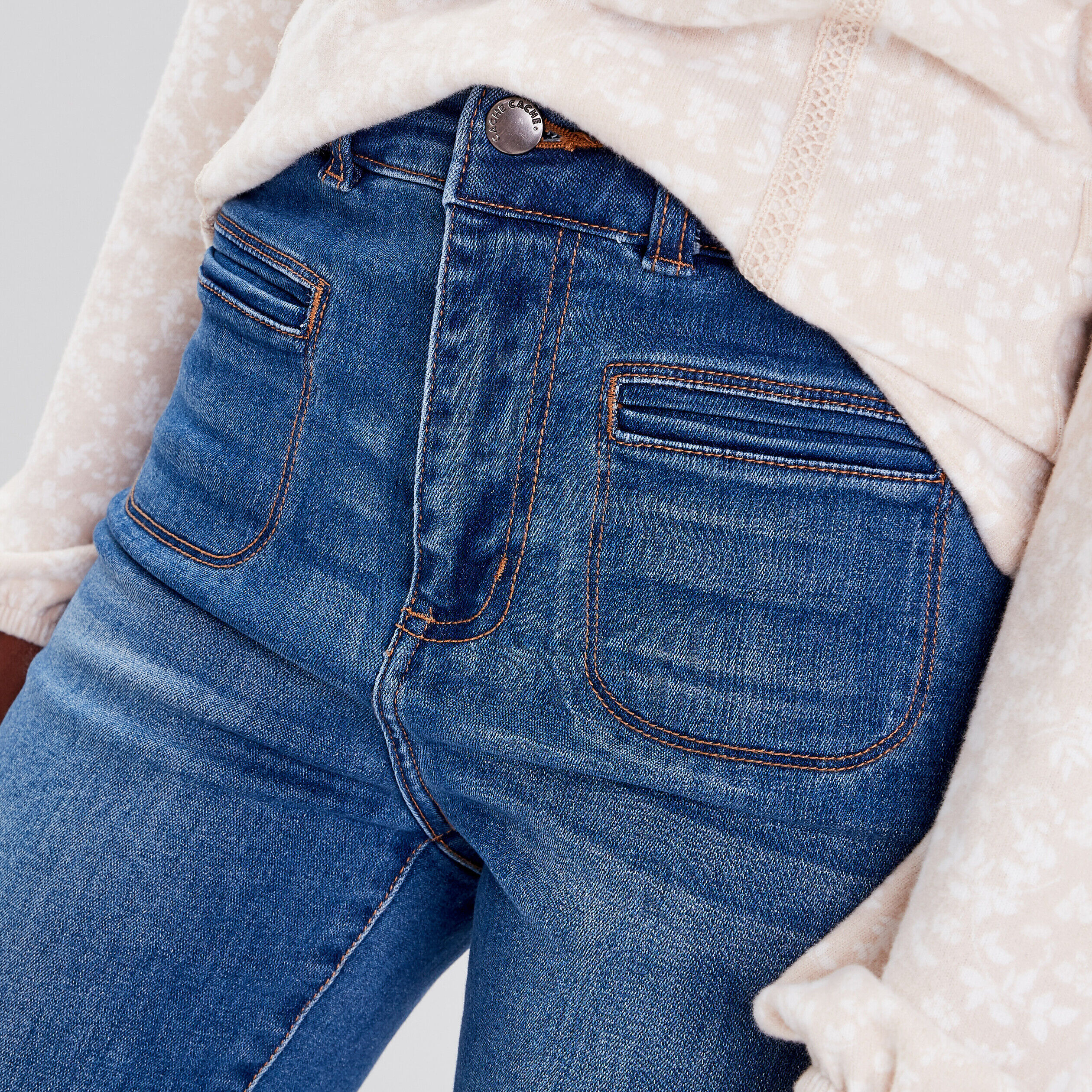 Pantacourt slim en jeans denim double stone femme | Cache Cache