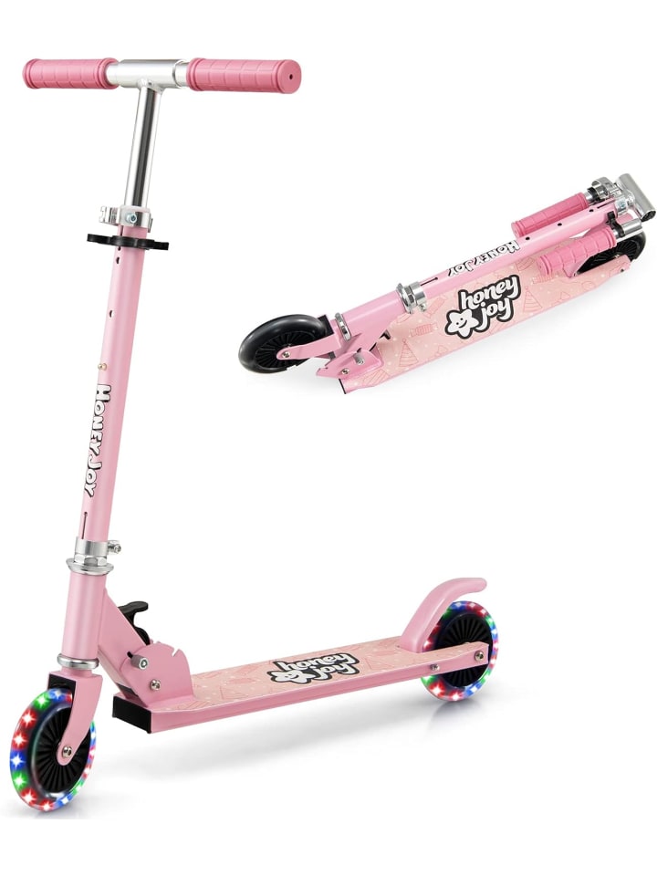COSTWAY Scooter mit LED-Räder ab 3 Jahren in Rosa günstig kaufen 66 cm