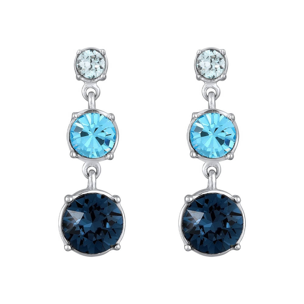Elli Elli Boucles d'Oreilles Femmes pendentif d'oreilles rond avec cristaux bleu en ar Boucles d'oreilles