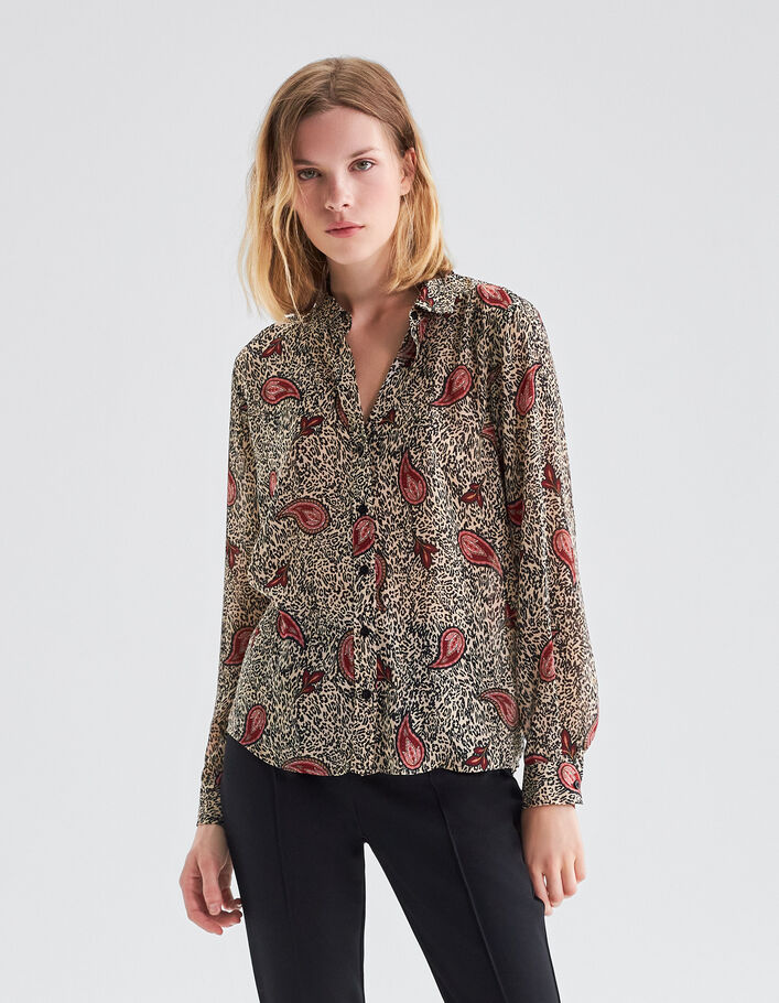 Chemise écrue recyclée imprimé léo cachemire Femme