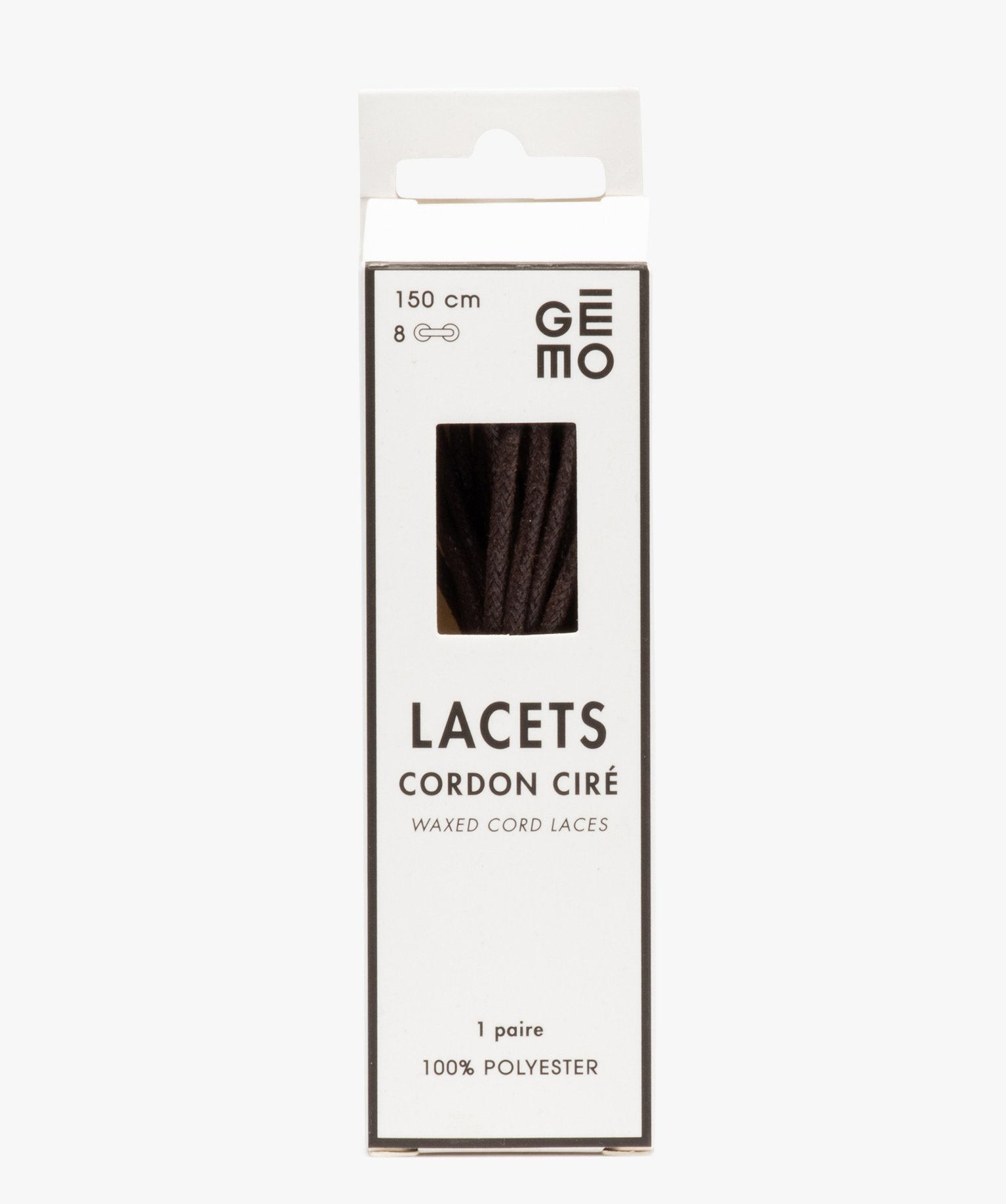 Lacets ronds cirés 150 cm (lot de 2) marron | GEMO
