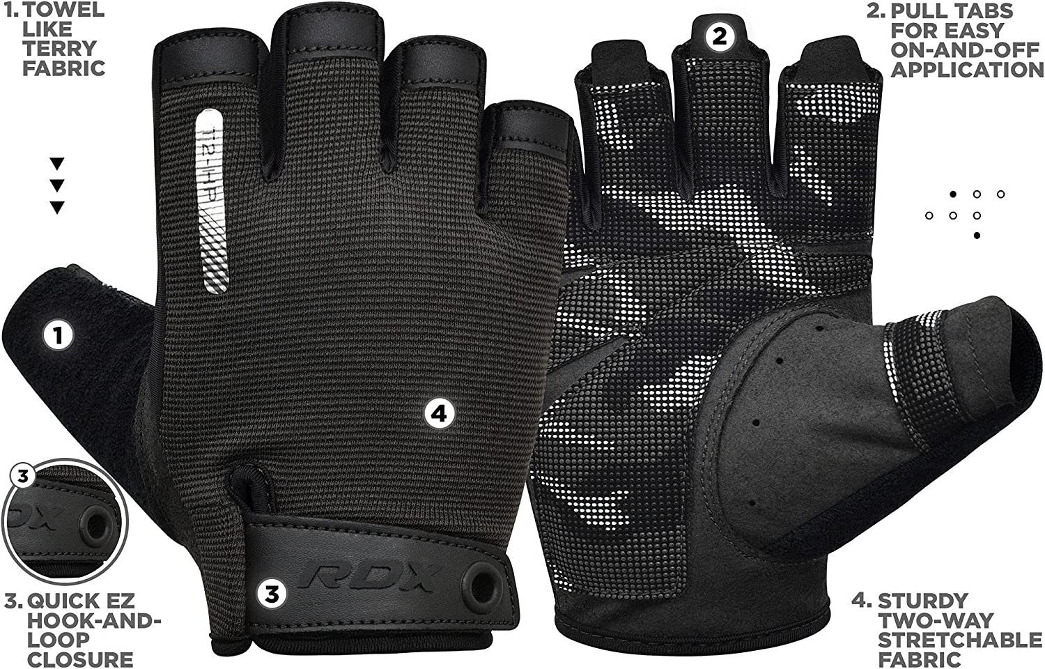 RDX Trainingshandschuhe RDX Gewichtheberhandschuhe, extra dehnbare lange Handgelenkstütze