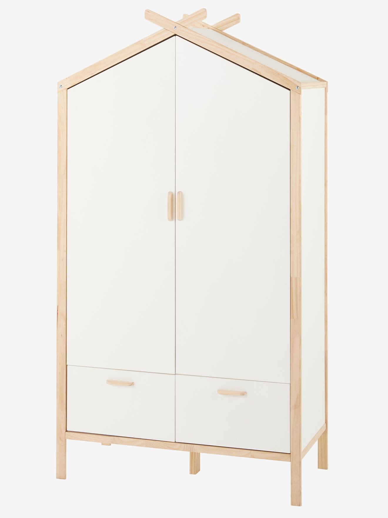 Vertbaudet Kinder Schrank ROBINSON, Haus-Form - weiß/natur