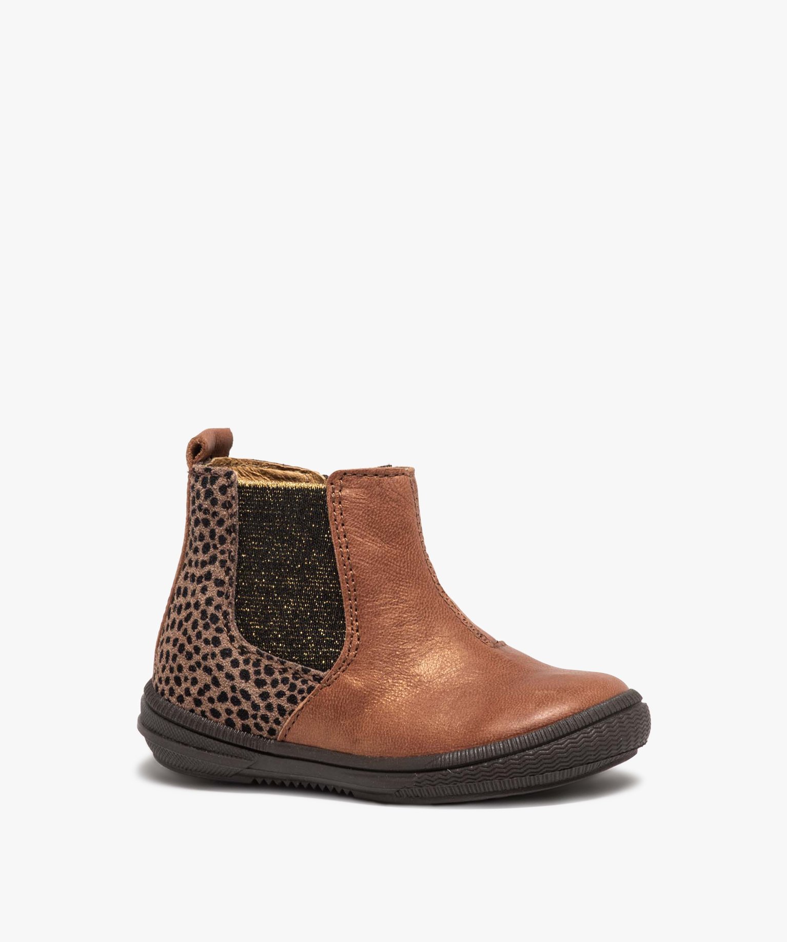Boots bébé fille dessus cuir irisé faon Chelsea - Bopy | GEMO