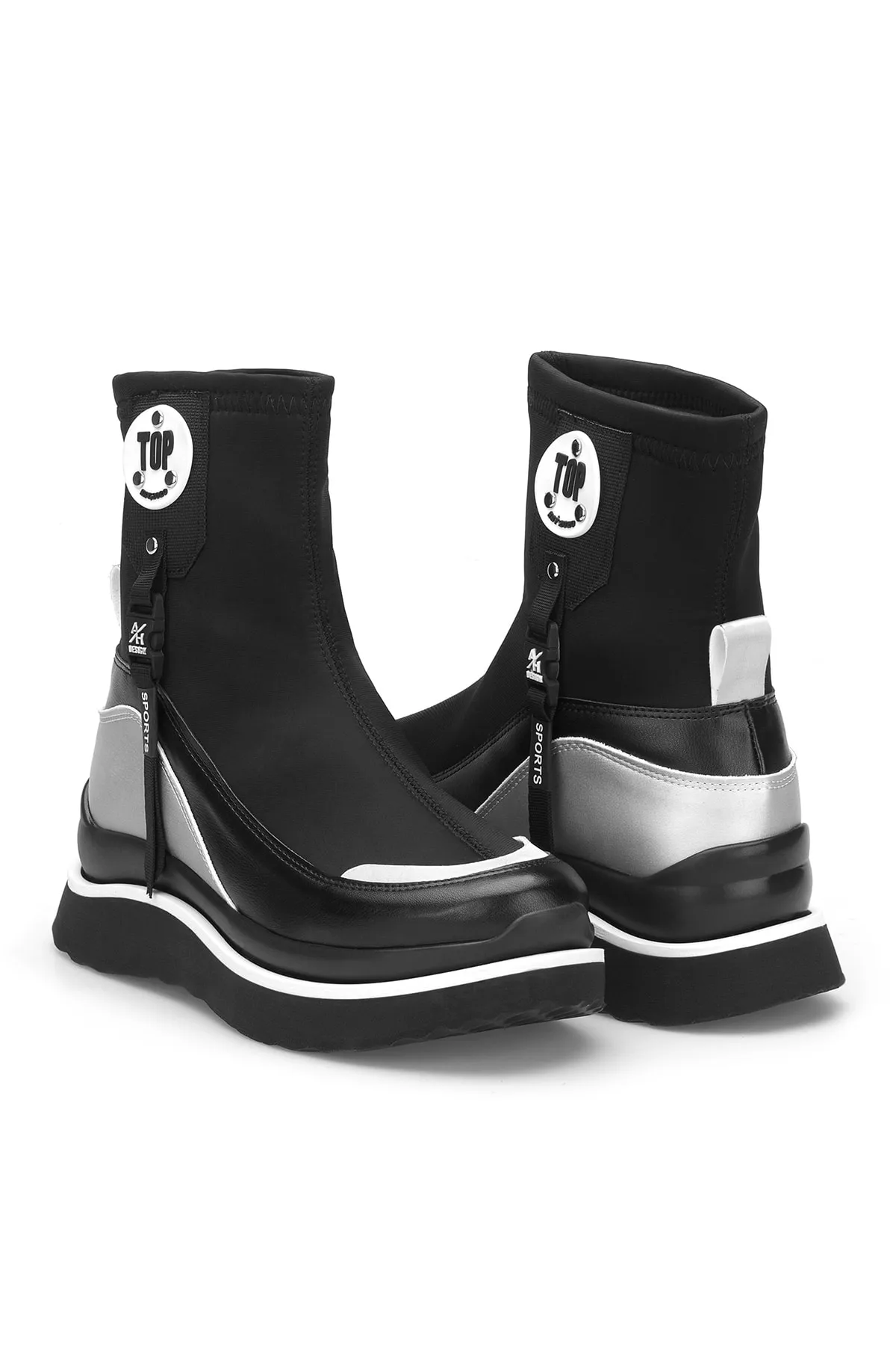 DARK SEER  Schwarz-weiße Damenstiefel