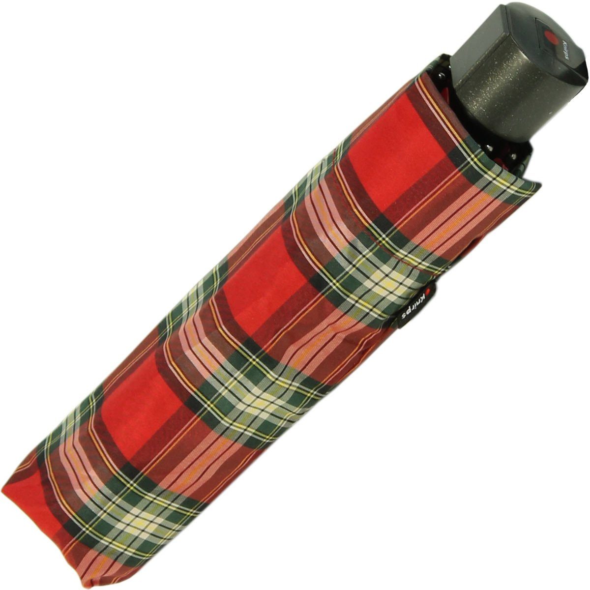 Knirps® Taschenregenschirm Fiber T1 Auf-Automatik - Sturmsicher - check red, der stabile Klassiker