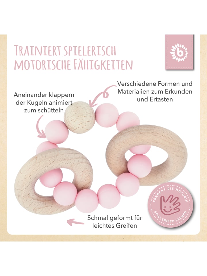 Bieco Spielwaren Beißring mit Silikon Perlen - ab Geburt in Rosa günstig kaufen onesize