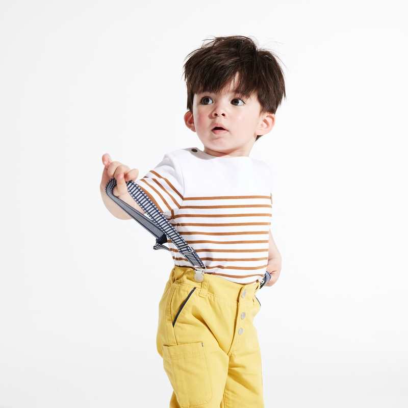 T-shirt marinière marron bébé garçon
