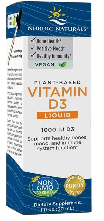 Nordic Naturals Βιταμίνη D3 Vegan 1000 IU, Συμπλήρωμα Διατροφής Βιταμίνης D3, Σταγόνες
