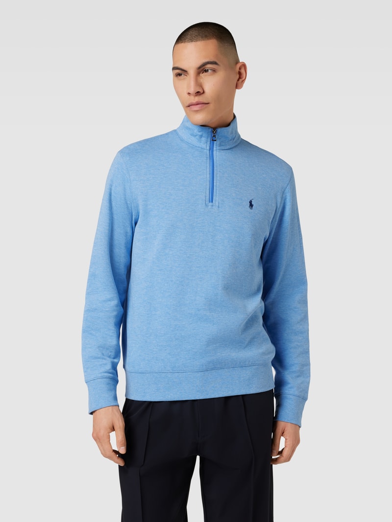 Sweatshirt mit Viskose-Anteil und kurzem Reißverschluss in royalblau