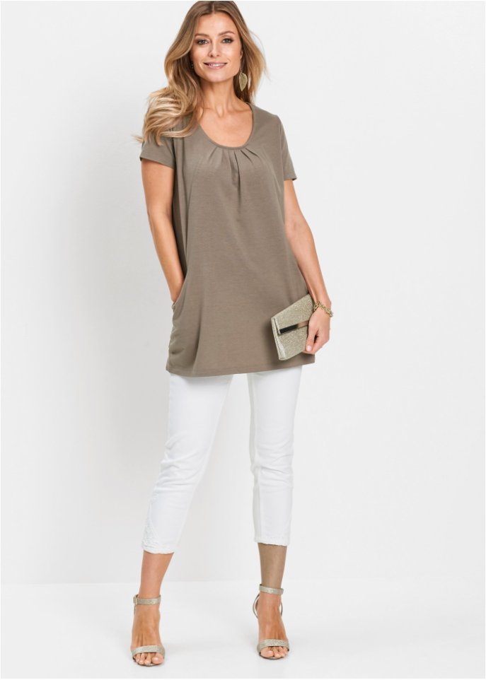 Longshirt mit rundhals Dekollete