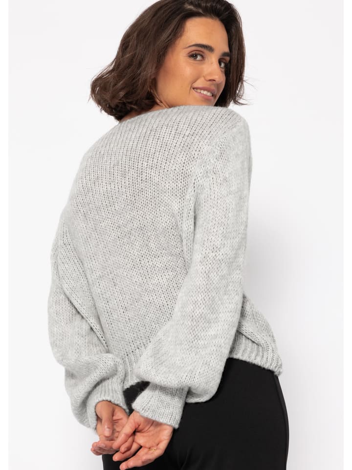 SASSYCLASSY Pullover mit V-Ausschnitt in Grau günstig kaufen