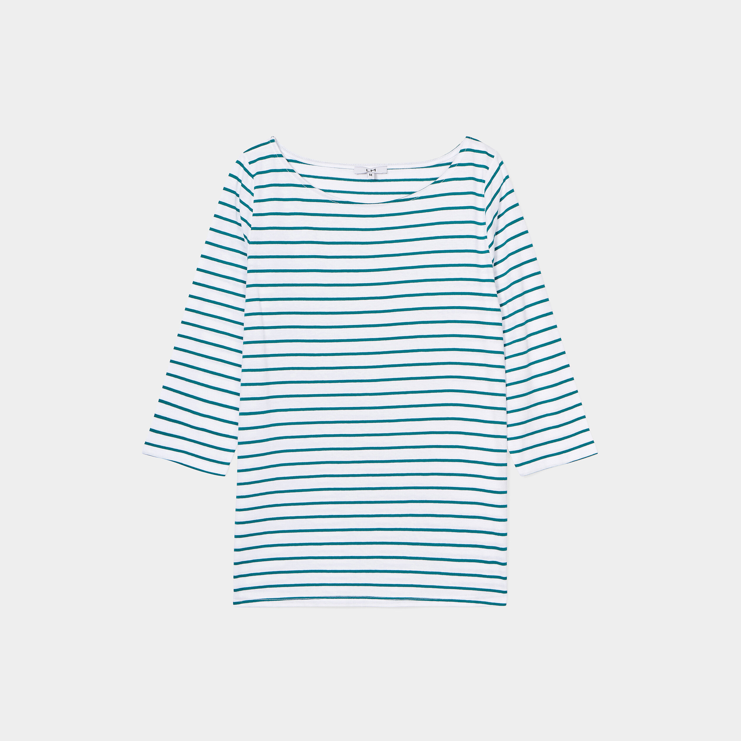 T-shirt manches 3 4 col bateau coton vert femme | La Halle