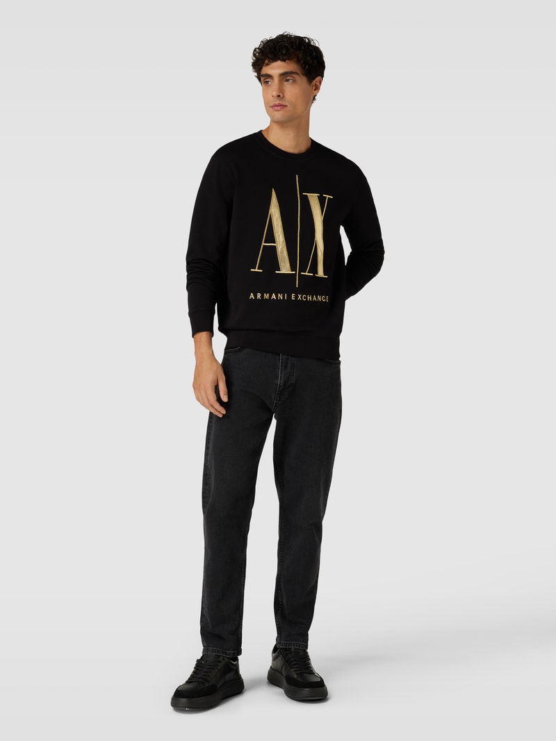 Sweatshirt mit Label-Statement-Stitching in schwarz