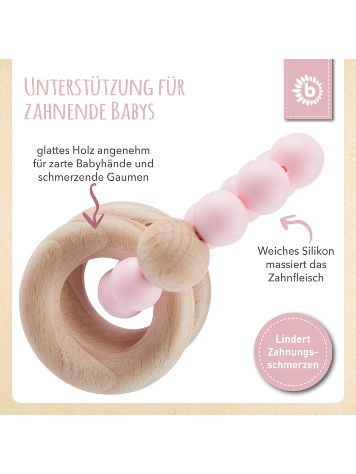 Bieco Spielwaren Beißring mit Silikon Perlen - ab Geburt in Rosa günstig kaufen onesize