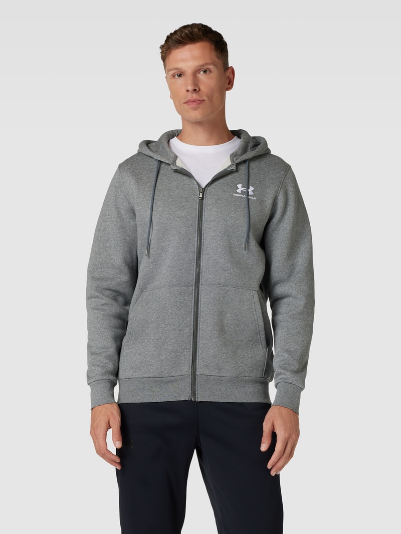 Sweatjacke mit Label-Print in dunkelgrau