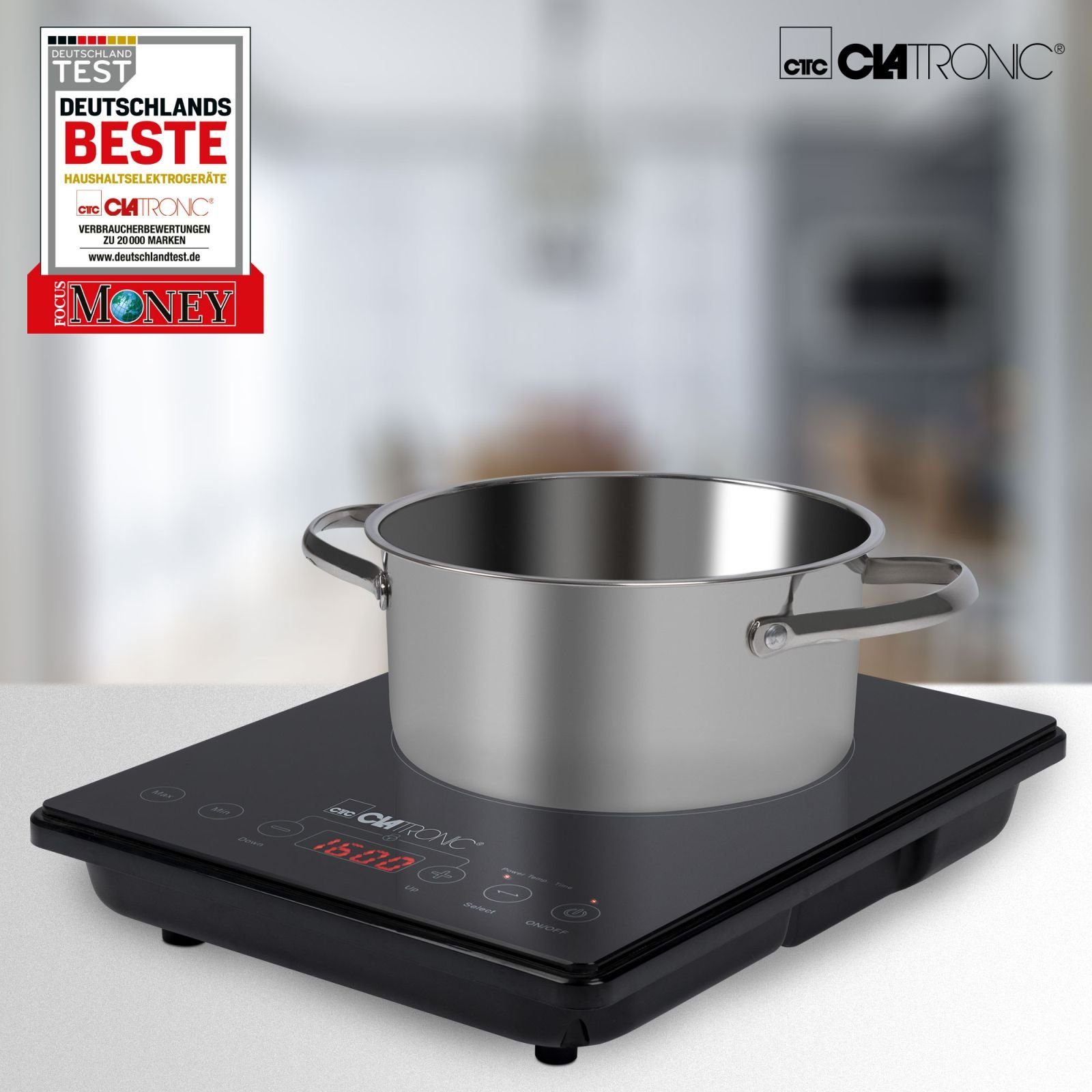 CLATRONIC Einzelkochplatte CLATRONIC Kochplatte Einzelkochplatte Induktion-Platte 2000 W EKI 3569
