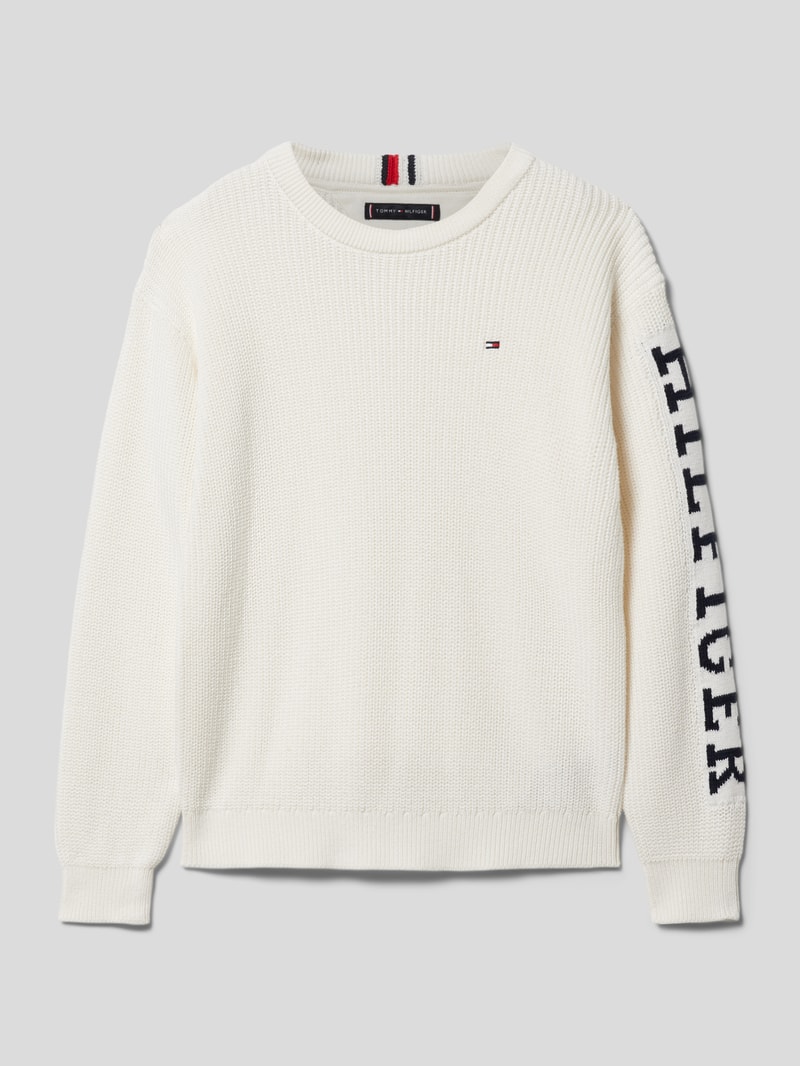Strickpullover mit Label-Details Modell 'MONOTYPE' in offwhite