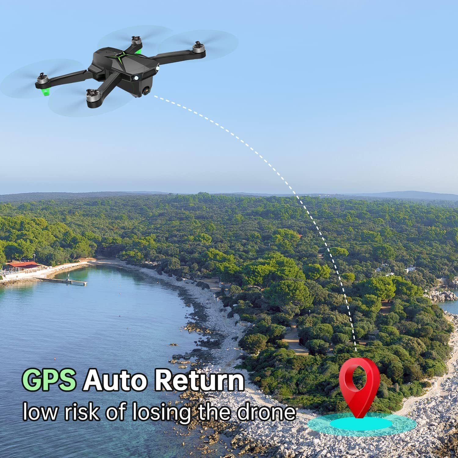 Loolinn Drohne (2K, Drohne GPS Leicht & Langlebig 50 Min Flugzeit 4K Kamera Rückflug)
